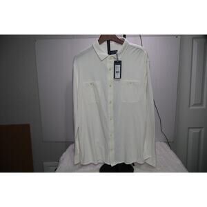 Vineyard Vines Surfside Pique Long Sleeve Shirt-White-Size XL
